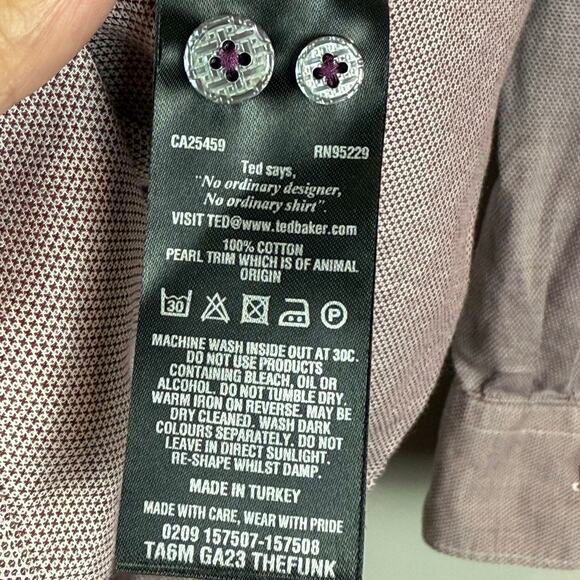 Ted Baker London Shirt Men 4 Large Pink Printed Long Sleeve Button Down Classic - Picture 5 of 8